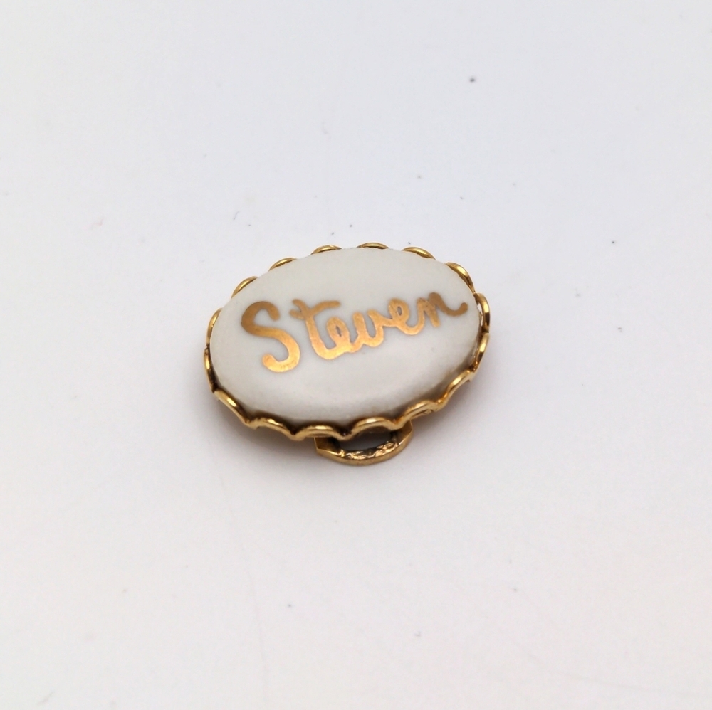 Custom Name 'Steven' Ceramic Bead in Gold